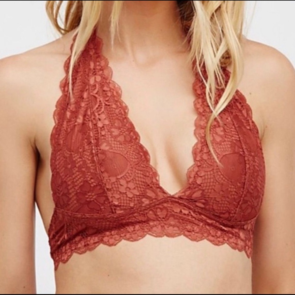 FREE PEOPLE Galloon Lace Halter Bra